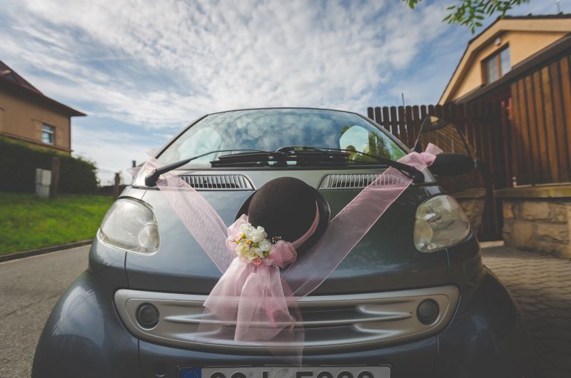 Dekorace na auto ŽENICH - světle růžová