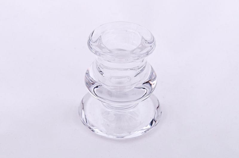 Svícen na kónickou svíčku skleněný nízký - sada 6ks